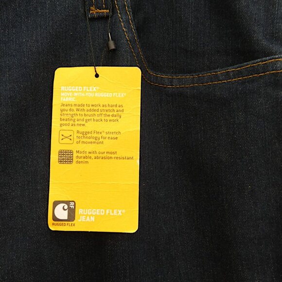 NWT Carhartt Rugged Flex Straight Fit Jeans 38x34 Dark Wash Workwear Cabincore - Picture 5 of 8